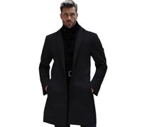 BERCIELY Men'S Long-Sleeve Jacket Temperament Casual Medium Length Outdoor Jackets Regular Fit Solid Color Lapels Coat B-Black M
