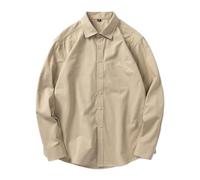 BERCIELY Men's Long-Sleeve Shirt Classic Solid Color with Pockets Button Placket Shirts Lightweight Fashion Casual Shirtjacket G-Apricot L