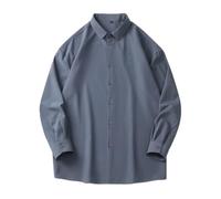 BERCIELY Men's Long-Sleeve Shirt Lightweight Fashion Casual Shirtjacket Classic All-Match Solid Color Button Placket Shirts C-Dark Grey 4XL