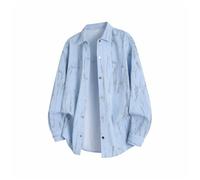 BERCIELY Men's Long-Sleeve Shirt Lightweight Fashion Casual Shirtjacket Classic Unique Trend Button Placket Shirts H-Blue L
