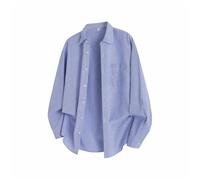 BERCIELY Men's Long-Sleeve Shirt Lightweight Fashion Casual Shirtjacket Classic Unique Trend Striped Button Placket Shirts A-Light Blue XL