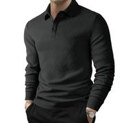 BERCIELY Men's Polo Shirt Classic Solid Color Leisure Fashion Shirts Lightweight Comfortable Breathable Long Sleeved T-Shirt