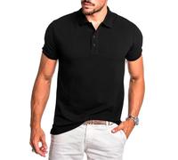 BERCIELY Mens Short Sleeve Youth Vintage Fashion Mens Casual T-Shirt Classic Comfortable Business All-Match Mens Polo Shirt Personality Trend Mens Tops G-Black 3XL