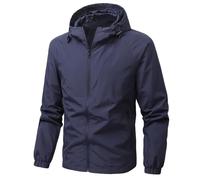BERCIELY Men'S Softshell Jacket Waterproof Breathable Warm Solid Color Cold-Proof Jackets Mountain Climbing Camping Outdoor Functional-Jacket E-Dark Blue L