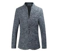 BERCIELY Men'S Suit Jacket Casual Fashion Solid Color Stand-Up Collar Transitional Jackets Wedding Banquet Business Blazer J-Blue XL