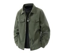 BERCIELY Men'S Transitional Jacket Button Placket Lapels With Pockets Long-Sleeve Jackets Classic Fashion Casual Outdoorjacket J-Army Green XL