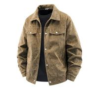 BERCIELY Men'S Transitional Jacket Button Placket Lapels With Pockets Long-Sleeve Jackets Classic Fashion Casual Outdoorjacket A-Khaki 5XL