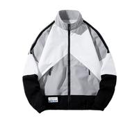 BERCIELY Men'S Transitional Jacket Classic Fashion Casual Long-Sleeve Jackets Zipper Placket Color Matching Outdoorjacket H-Grey L