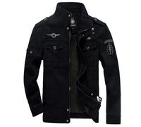 BERCIELY Men'S Transitional Jacket Classic Fashion Casual Outdoorjacket Button Placket Lapels With Pockets Long-Sleeve Jackets E-Black XXL