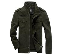 BERCIELY Men'S Transitional Jacket Classic Fashion Casual Outdoorjacket Button Placket Lapels With Pockets Long-Sleeve Jackets D-Army Green 3XL