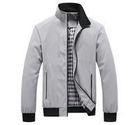 BERCIELY Men'S Transitional Jacket Classic Fashion Casual Outdoorjacket Zipper Placket With Pockets Solid Color Long-Sleeve Jackets L-Grey 5XL