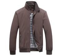 BERCIELY Men'S Transitional Jacket Classic Fashion Casual Outdoorjacket Zipper Placket With Pockets Solid Color Long-Sleeve Jackets O-Coffee L