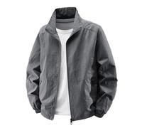 BERCIELY Men'S Transitional Jacket Zipper Placket Solid Color Long-Sleeve Jackets Classic Fashion Casual Outdoorjacket G-Dark Grey 5XL