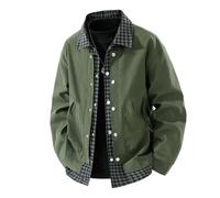 BERCIELY Men'S Transitional Jacket Zipper Placket Solid Color Long-Sleeve Jackets Classic Fashion Casual Outdoorjacket G-Army Green 3XL
