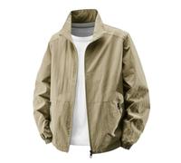 BERCIELY Men'S Transitional Jacket Zipper Placket Solid Color Long-Sleeve Jackets Classic Fashion Casual Outdoorjacket D-Khaki L