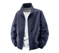 BERCIELY Men'S Transitional Jacket Zipper Placket Solid Color Long-Sleeve Jackets Classic Fashion Casual Outdoorjacket H-Dark Blue 3XL