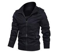 BERCIELY Men'S Transitional Jacket Zipper Placket With Pockets Long-Sleeve Jackets Classic Fashion Casual Outdoorjacket E-Black 4XL