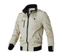 BERCIELY Men'S Transitional Jacket Zipper Placket With Pockets Long-Sleeve Jackets Classic Fashion Casual Outdoorjacket I-Khaki M