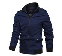 BERCIELY Men'S Transitional Jacket Zipper Placket With Pockets Long-Sleeve Jackets Classic Fashion Casual Outdoorjacket D-Blue 3XL