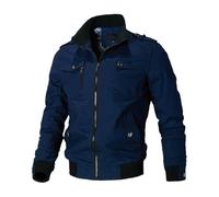 BERCIELY Men'S Transitional Jacket Zipper Placket With Pockets Long-Sleeve Jackets Classic Fashion Casual Outdoorjacket M-Dark Blue 5XL