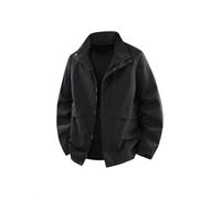 BERCIELY Men'S Transitional Jacket Zipper Placket With Pockets Solid Color Long-Sleeve Jackets Classic Fashion Casual Outdoorjacket D-Black L