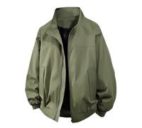 BERCIELY Men'S Transitional Jacket Zipper Placket With Pockets Solid Color Long-Sleeve Jackets Classic Fashion Casual Outdoorjacket C-Army Green M