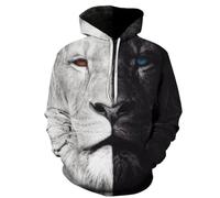 BERCIELY Sweatshirts 3D Digital Printing Fashion Hooded Pullover Retro Hip Hop Personality Trend Men'S Long-Sleeve Sweatshirt NN-02 XL