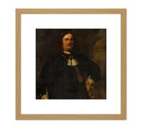 Berckman Portrait Admiral Adriaen Banckert 8X8 Inch Square Wooden Framed Wall Art Print Picture with Mount Artery8 Light Oak One Size