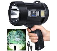 BERCOL Rechargeable Spotlight,2000000 LM Super Bright Handheld Spot Light LED Flashlight High Powered Spotlight Large Searchlight Outdoor with Solar Panels for Boating Camping Hunting