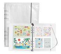 Bercoor A5 Sticker Organizer Binder, Reusable Sticker Storage Album with 60 Sheet Pocket Pages, Blank Sticker Book Organizer for Stickers, Study Cards and Recipe Cards, 3 Different Sized Pockets