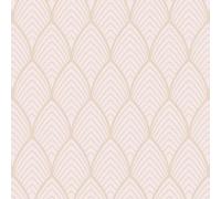 Bercy Blush - Metallic Rose Gold Wallpaper - Geometric Patern - Paste The Wall Art Deco Vinyl Washable Slightly Textured