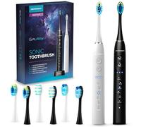 Berdsen Electric Toothbrush - Twin Pack - Sonic Toothbrushes - 6 Cleaning Modes - 3 Intensity Levels - 6 Brush Heads - Black - White