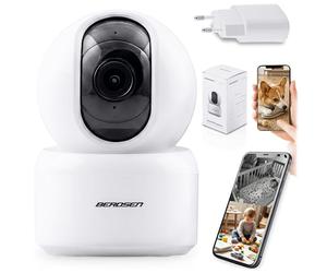Berdsen Tuya WiFi IP Camera 3MP Baby Monitor with Camera - Swivelling 355°/59° - Night Mode, 4 IR LEDs, Motion Detection, Two-Way Audio, MicroSD