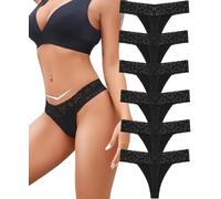BeReady Cotton Thong Ladies Lace Underwear Bikini Knickers Multipack Black