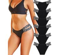 BeReady Seamless Knickers for Women Sexy Lace Seamless Underwear for Women High Cut V-waist No Show Ladies Briefs Panties Multipack Black
