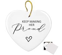 Bereavement Gifts Keep Making Her Proud, Memorial Ceramic Pendants With Storage Box, Sympathy Gifts In Loving Memory, Heart-Shaped Thinking Of You Keepsake, Inspirational Hanging Ornament