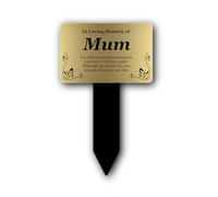Bereavement Gifts. Memorial Plaques With Custom Text, Gardens Ground Stake Or Grave Ornaments - Acrylic, Waterproof and Hard Wearing. Shipped Globally. (Mum Memorial Gold)