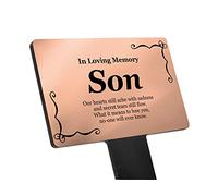 Bereavement Gifts. SON Memorial Plaques With Custom Text, Gardens Ground Stake Or Grave Ornaments - Acrylic, Waterproof and Hard Wearing. Shipped Globally. (Copper Son)