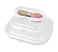 Bereke 3 Pack Clear Hard Plastic Zipper Case: Storage Box Containers, Set of 3 transparent Travel Makeup Bag & Portable Organizers for Small Items, Toys & Toiletries, Clear, Multi-purpose Lightweight