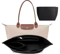 Berelin Bag Insert Organizer, Purse Insert Organizer With Zipper, Multi-Pocket Felt Handbag Organize for Inserts Wallet Organizers, Folding Tote Bag organizers inserts for Longchamp (Black, M)