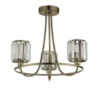 Berenice 3 way Semi Flush Ceiling Light Antique Brass, Glass Shades 107801