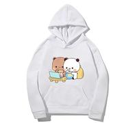 Berentoya Kawaii Panda Bear Hug Bubu and Dudu Love is Being Cinema Pogether Valentines Days Funny Gift Unisex Pullover Hoodie (White,XS)