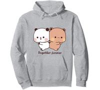 Berentoya Kawaii Panda Bear Hug Bubu and Dudu Together Forever Valentines Days Funny Gift Unisex Pullover Hoodie (Grey,M)