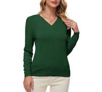 BERESIA Women's Spring Tops 2025 Fashion V Neck Long Sleeve Knit Tops Casual Pullover Sweater, Green, M