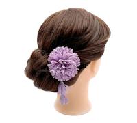 Beret Cap for Women Girls Women Japanese Head Flower Japanese Chrysanthemum Tassel Hairpin Graduation Headdress, Purple, One Size