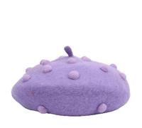 Beret Hat Women Parent-Child Girl Kawaii Polka Dot Beret Winter Warm Painter Hat Handmade Artist Hat,Purple,52Cm 4-8Years