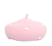 Beret Hat Women Parent-Child Girl Kawaii Polka Dot Beret Winter Warm Painter Hat Handmade Artist Hat,Pink,52Cm 4-8Years