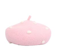 Beret Hat Women Parent-Child Girl Kawaii Polka Dot Beret Winter Warm Painter Hat Handmade Artist Hat,Pink,56-58Cm Adult