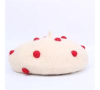 Beret Hat Women Parent-Child Girl Kawaii Polka Dot Beret Winter Warm Painter Hat Handmade Artist Hat,Beige,52Cm 4-8Years