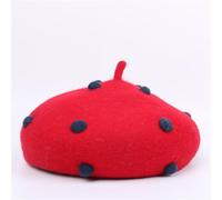 Beret Hat Women Parent-Child Girl Kawaii Polka Dot Beret Winter Warm Painter Hat Handmade Artist Hat,Red,56-58Cm Adult